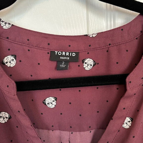 TORRID Harper Top size 2 Pug polka dot - Picture 2 of 3